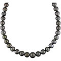 Miadora 14k Gold Black Tahitian Pearl/ Diamond Necklace (11-15 mm)