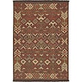 Hand-woven Orange/Brown Southwestern Aztec Laredo Wool Rug (2'6 x 8')