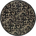 Cafe Black Floral Indoor/Outdoor Rug (5'3 Round)