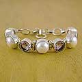 Sterling Silver Pearl and Amethyst 'Goddess' Bracelet (India)
