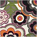 Handmade Flower Power Ivory/ Multi N. Z. Wool Rug (6' Square)