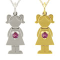 10k Gold Designer 'Little Girl' Genuine Rhodolite Necklace