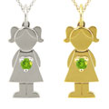 10k Gold Designer 'Little Girl' Genuine Peridot Necklace