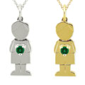 10k Gold 'Little Boy' Created Emerald Designer Necklace