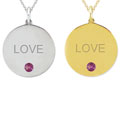 10k Gold Designer Engraved 'LOVE' Rhodolite Necklace