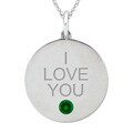10k Gold Created Emerald Engraved 'I LOVE YOU' Necklace
