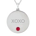 10k Gold Created Ruby Engraved 'XOXO' Necklace