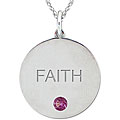 10k Gold June Birthstone Rhodolite Engraved 'FAITH' Necklace