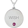 10k Gold June Birthstone Rhodolite Engraved 'WISH' Necklace