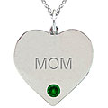 10k Gold Engraved 'MOM' Created Emerald Necklace