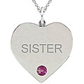 10k Gold June Birthstone Rhodolite 'SISTER' Heart Necklace