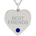 10k Gold September Birthstone Created Sapphire 'BEST FRIENDS' Necklace