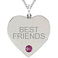 10k Gold June Birthstone Rhodolite 'BEST FRIENDS' Heart Necklace