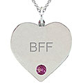 10k Gold June Birthstone Rhodolite Engraved 'BFF' Necklace