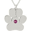 10k Gold June Birthstone Rhodolite Paw Print Designer Necklace