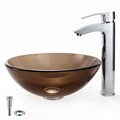 Kraus 14-inch Clear Brown Glass Vessel Sink and Visio Faucet