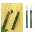 Silver 'Bamboo Path to Enlightenment' Jade Earrings (Thailand)