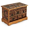Wood and Leather 'Antique Ivy' Jewelry Box (Peru)