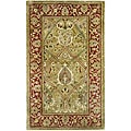 Handmade Mahal Green/ Rust New Zealand Wool Rug (3' x 5')