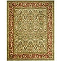 Handmade Mahal Green/ Rust New Zealand Wool Rug (6' x 9')