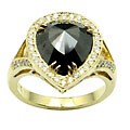 18k Yellow Gold 4 1/10ct TDW Black and White Diamond Ring (F, VS2)