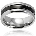 Stainless Steel Black-plated Grooved Ring