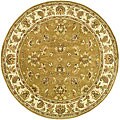 Handmade Heritage Tabriz Mocha/ Ivory Wool Rug (6' Round)