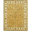 Handmade Heritage Tabriz Mocha/ Ivory Wool Rug (6' x 9')