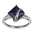 10k White Gold Created Sapphire Ring
