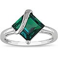 10k White Gold Created Emerald Ring