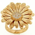 Meredith Leigh Goldtone Sterling Silver Cubic Zirconia Sunflower Ring