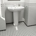 SomerTile 12.5x12.5-in Spiral 1x2-in White/Black Porcelain Mosaic Tile (Pack of 10)