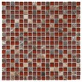 SomerTile 12x12-in Reflections Mini 5/8-in Bordeaux Glass/Stone Mosaic Tile (Pack of 11)