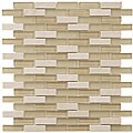 SomerTile 12x12-in Reflections Subway 5/8x2-in Sandstone Glass/Stone Mosaic Tile (Pack of 10)