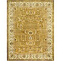Handmade Classic Gold/ Ivory Wool Rug (5' x 8')
