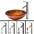 Kraus Copper Glass Vessel Sink and Sheven Faucet