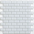 SomerTile 12x12-in Reflections Subway 1x2-in Ice White Glass Mosaic Tile ...