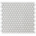 SomerTile 12.25x12-in Penny 3/4-in White Porcelain Mosaic Tile (Pack of 10)