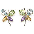 10k Yellow Gold Multi-gemstone Butterfly Earrings