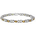 Sterling Silver Genuine Citrine and Opal Bracelet
