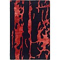Handmade Soho Deco Black/ Red New Zealand Wool Rug (2' x 3')