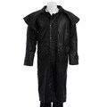 Dealer Leather Men's Black Leather Duster Coat