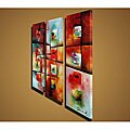 'Contrast' Hand-painted Abstract 3-piece Art Set