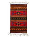 Mexican 'Blue Sun' Zapotec Wool Rug (2'6 x 4'9)