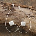Sterling Silver Long Matte Square Earrings (Mexico)