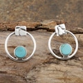 Sterling Silver Embossed Bubbles Turquoise Earrings (Mexico)