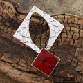 Sterling Silver Hearts Red Pendant (Mexico)