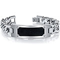 Stainless Steel Men's Black 'Diamond Brite' ID-style Bracelet