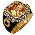14k Gold Overlay Men's CZ and Enamel Estate-style Ring