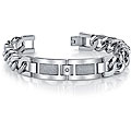 Stainless Steel Men's 'Diamond Brite' Curb Link Bracelet